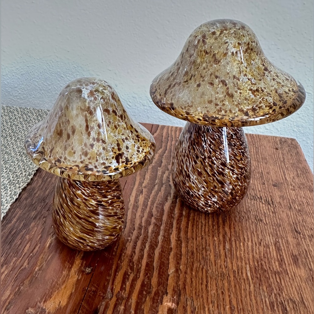Set of 2 World Market blown glass mushrooms